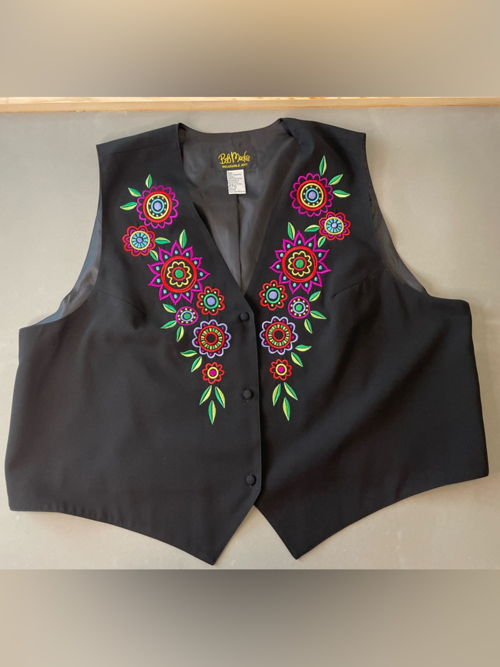 Bob Mackie Wearable Art Women's Floral Embroidered Vest 100% Polyester Size 2xl - Picture 1 of 5